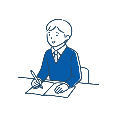 テストを受ける男子生徒